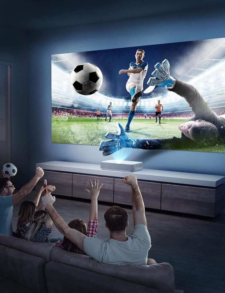 4K Ultra Short Throw Laser TV Home Theatre Projector, 2500 ANSI Lumens,HDR10, Built-in Harman Kardon Soundbar, Ultra HD Smart Laser Projector for MoviesVideoGaming, Easy Installation