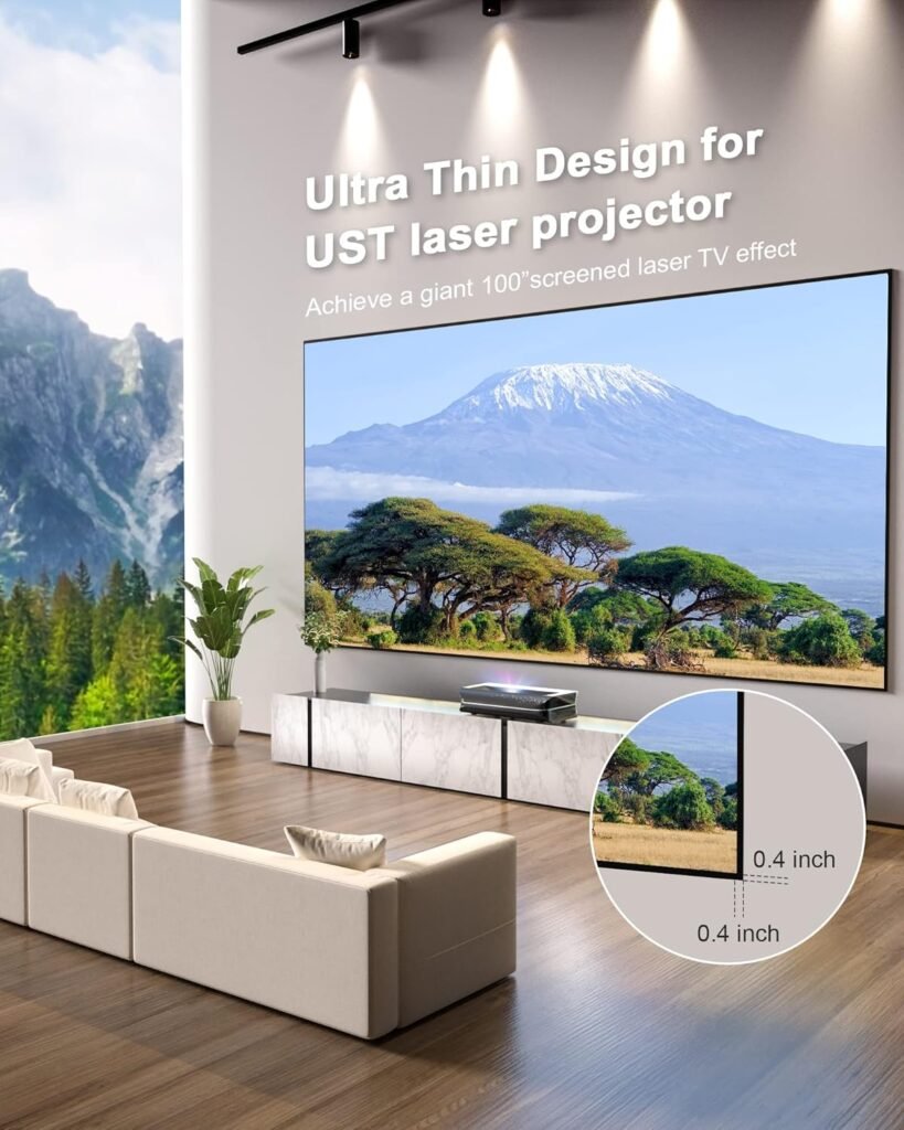 AWOL VISION Ambient Light Rejecting (ALR) Projector Screen for Ultra Short Throw(UST) Projector, 120 Fixed Frame, 80% Picture Quality Improved, 95% Celling Light Rejecting(CLR), Active 3D - C120