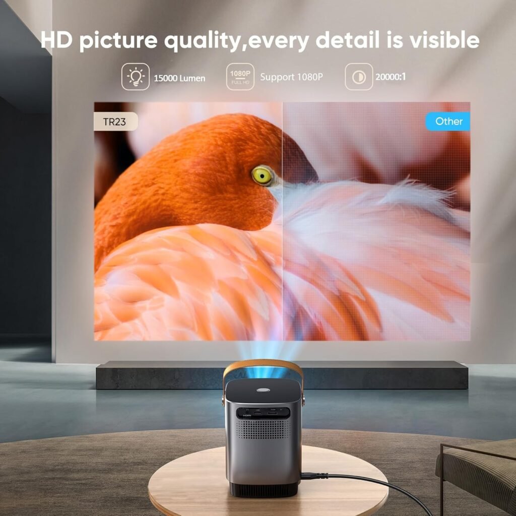 [Electric-Focus] 5G WiFi Bluetooth Projector, TOPTRO TR23 Mini Projector Support 1080P, 15000 Lumen, 4D/4P Keystone Zoom, Latest Dust-Proof Portable Projector, Outdoor Projector for iOS/Android/PS5