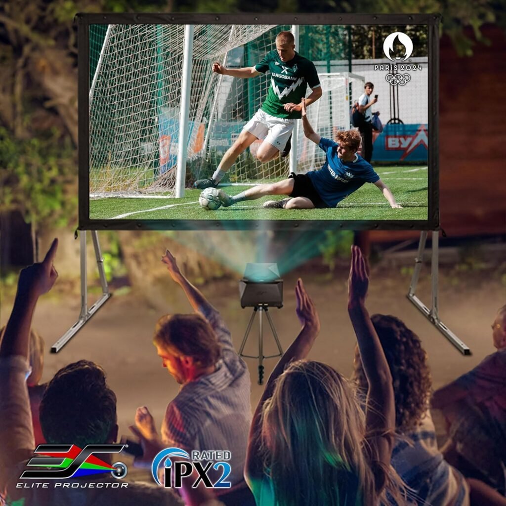 EliteProjector Ultra Short Throw Projector MosicGO, 1080p, 1500 Lumens, Bluetooth, Portable Outdoor Movie Projector, Compatible with iOS Android PC TV Stick, MGFU-L1-FBA