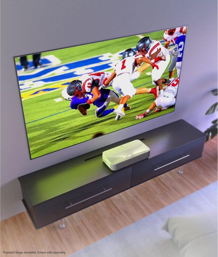 Epson EpiqVision Ultra LS800 Ultra Short Throw 3-Chip 3LCD Smart Streaming Laser Projector, 4,000 Lumens, 4K PRO-UHD, HDR, 150 Class, Android TV, 2.1ch Yamaha Built-in Speakers - White (Renewed)