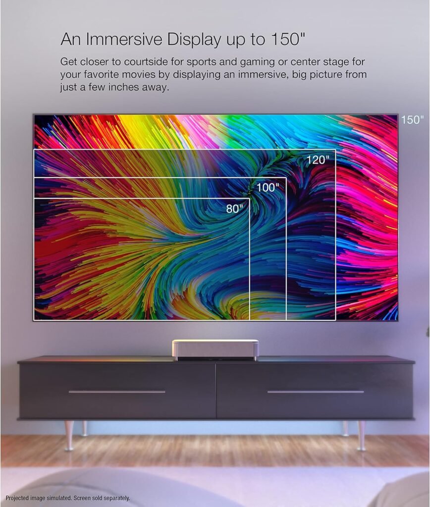 Epson EpiqVision Ultra LS800 Ultra Short Throw 3-Chip 3LCD Smart Streaming Laser Projector, 4,000 Lumens, 4K PRO-UHD, HDR, 150 Class, Android TV, 2.1ch Yamaha Built-in Speakers - White (Renewed)