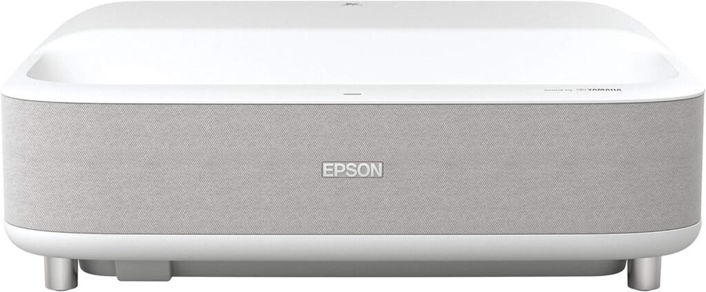 Epson EpiqVision Ultra Short Throw LS300 3LCD Smart Laser Projector, 3600 Lumens Color  White Brightness, HDR, Android TV, Yamaha Speakers, Bluetooth, Sports, Gaming, Movies - White (Renewed)