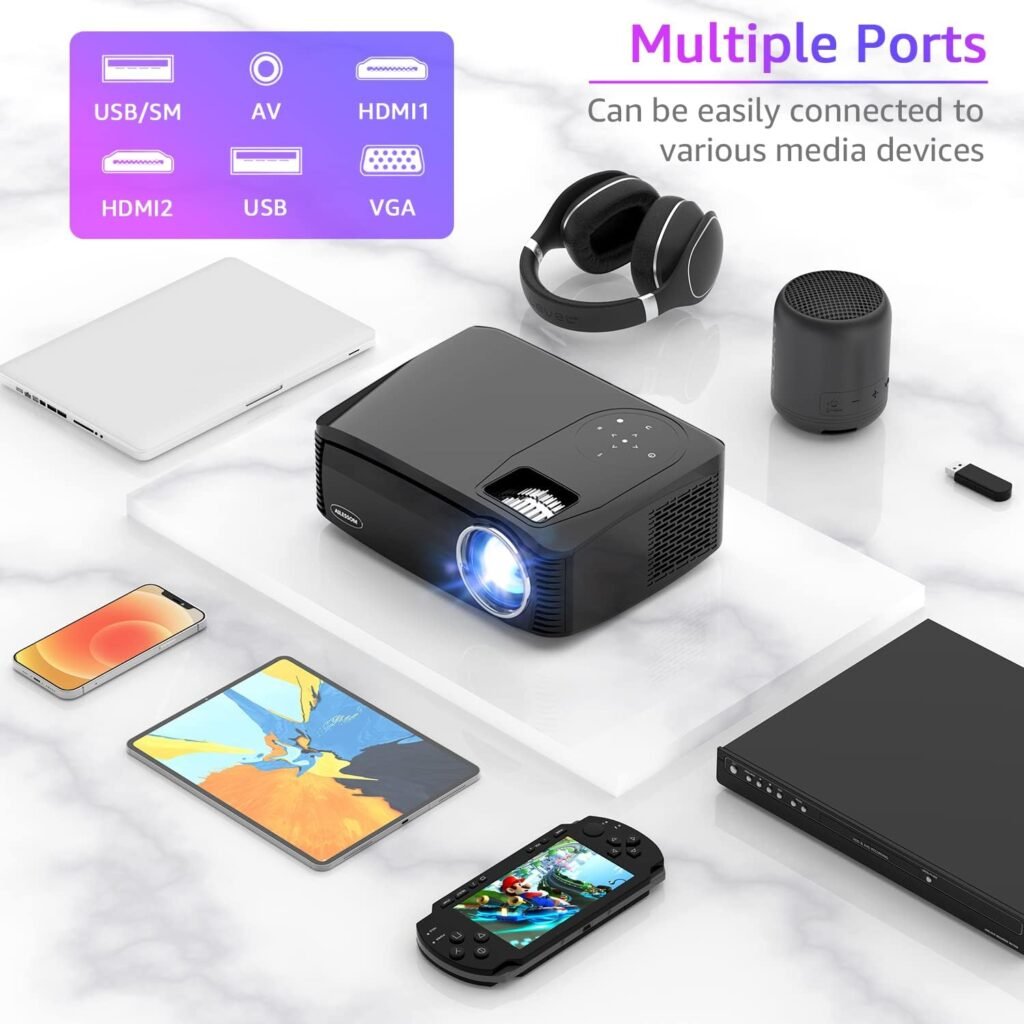 Native 1080P 5G WiFi Bluetooth Projector, AILESSOM 20000LM 450 Display Support 4K Movie Projector, High Brightness for Home Theater and Business, Compatible with iOS/Android/TV Stick/PS4/HDMI/PPT/USB