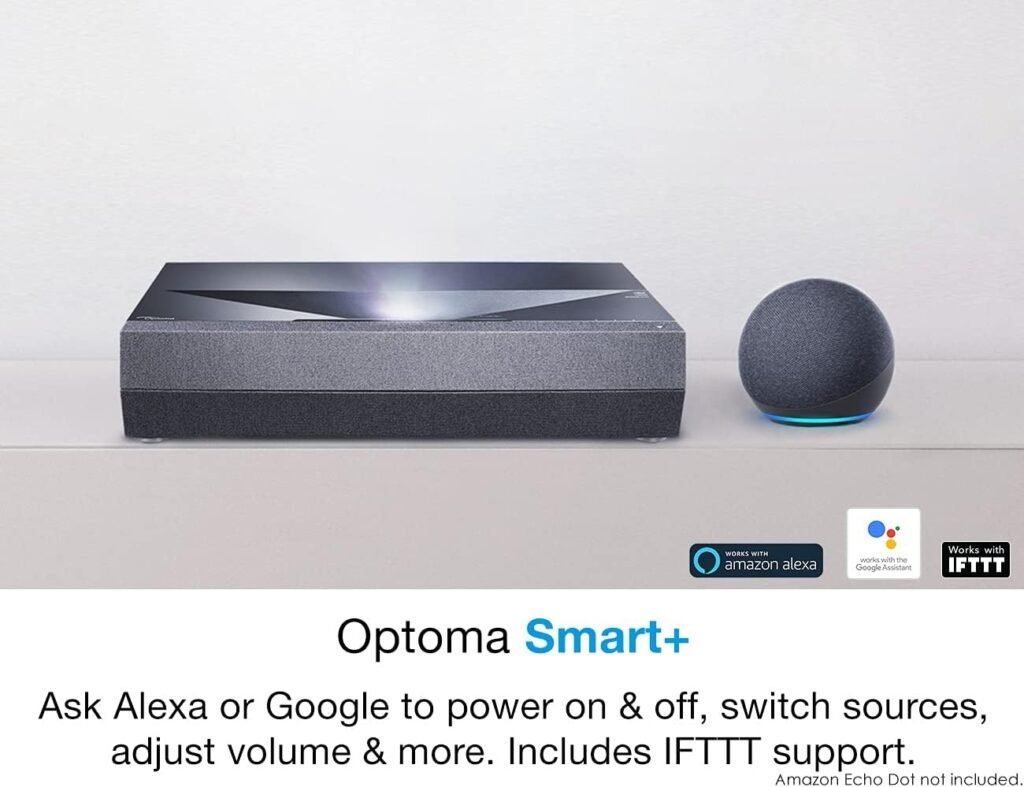 Optoma CinemaX D2 White True 4K UHD Laser Projector for Home Theater | Ultra-Short Throw | Bright 3,000 Lumens with HDR 10 | eARC Audio