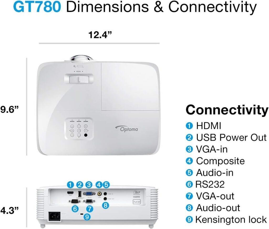 Optoma GT2000HDR Compact Short Throw Laser Home Theater and Gaming Projector, 1080p HD with 4K HDR Input, Bright 3,500 Lumens