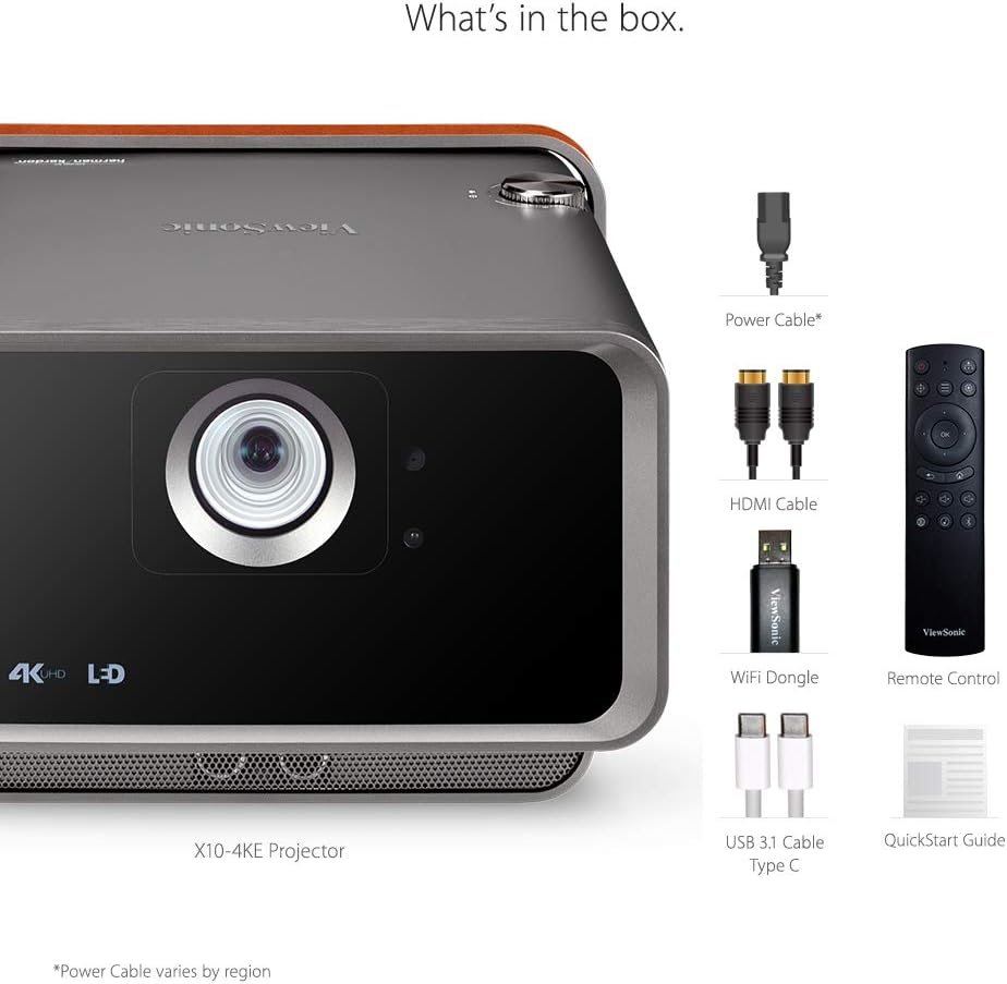 ViewSonic X1000-4K True 4K UHD Ultra-Short Throw Projector with 1000 ANSI Lumens, Harman Kardon Speakers, HDMI, USB C, 125% Rec 709, Frame Interpolation Technology for Home Theater