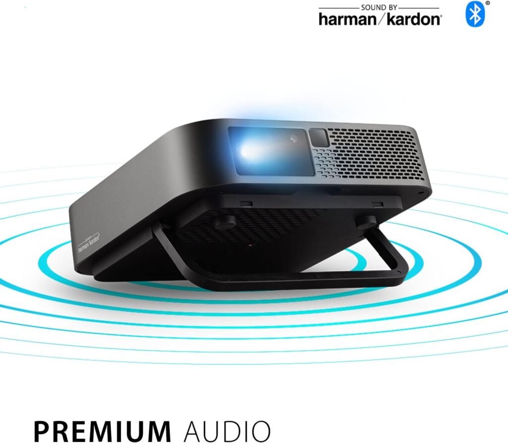 ViewSonic M1+ Portable LED Projector with Auto Keystone, Dual Harman Kardon Bluetooth Speakers and HDMI, USB C, Stream Netflix with Dongle (M1PLUS)